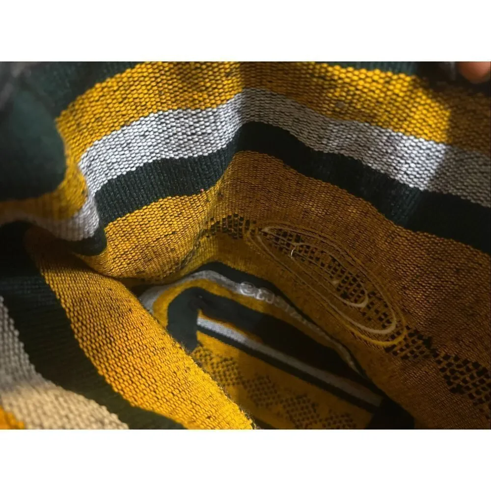 Unisex Large Yellow Black Striped Green Bay Packers NFL Woven Baja Backpack Bag